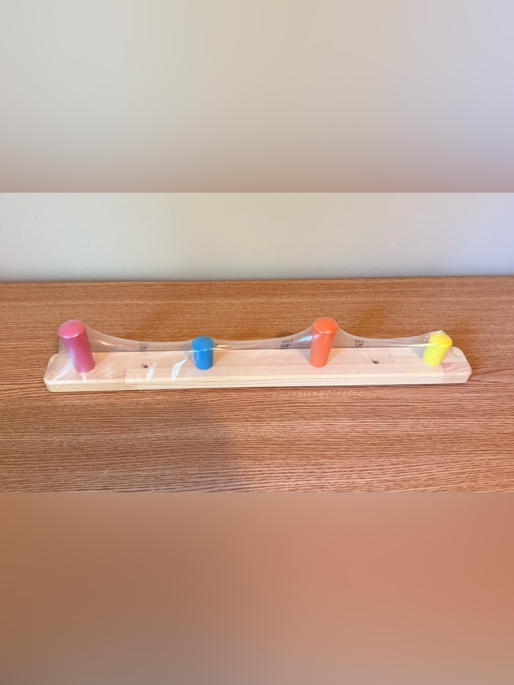 Kids Wall Peg Rail with Blue and Orange Pegs - Brand Unspecified